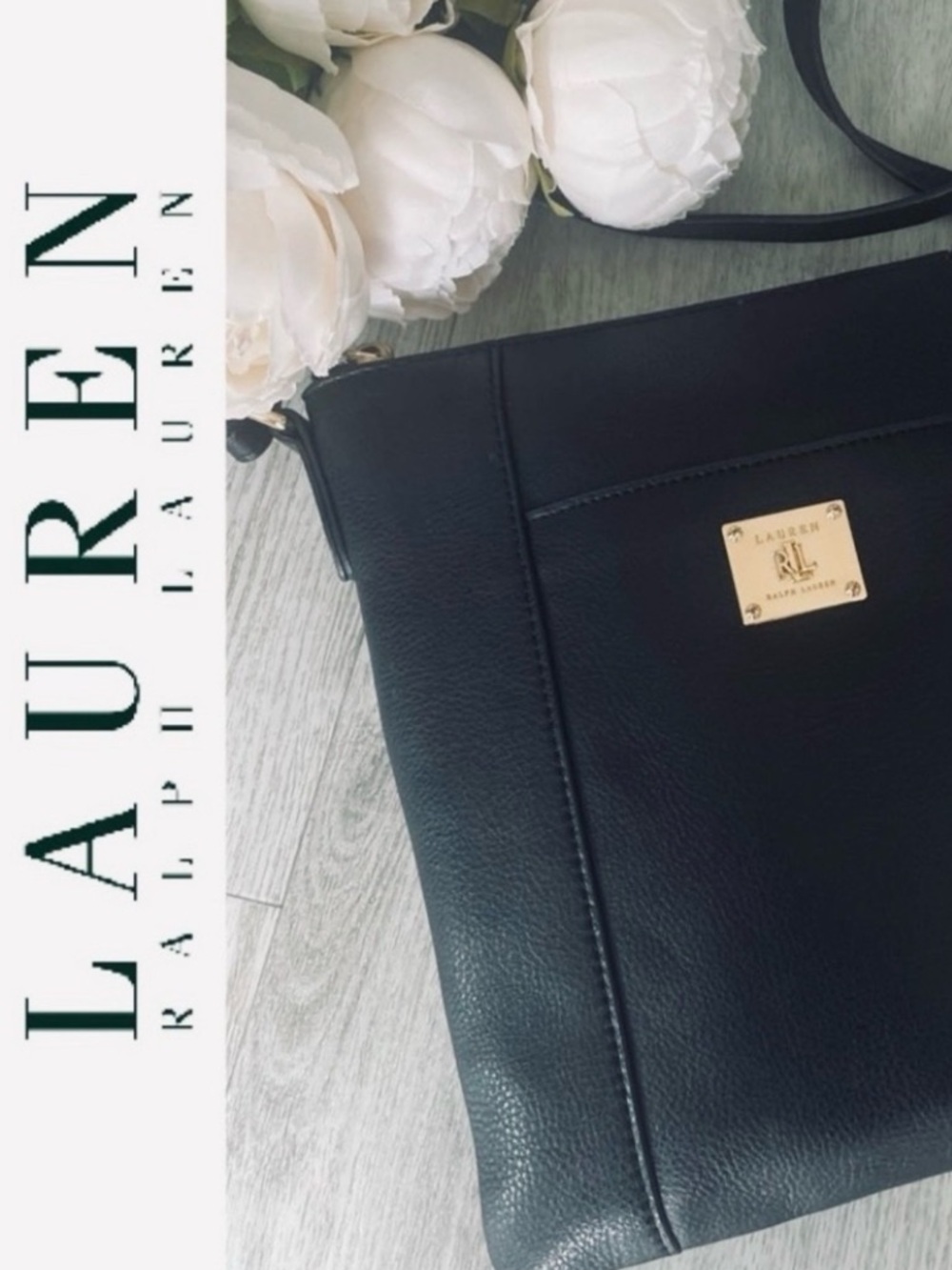 LRL Leather crossbody shoulder bag | Black